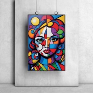 Joyfull cubism painting wall