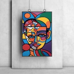 Joyfull cubism painting wall