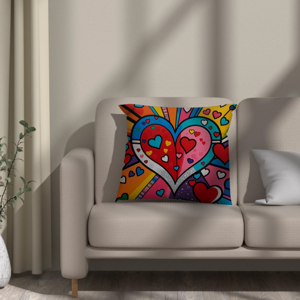 Square Pillowcase, Joyful Cubism hearts III - Image 7