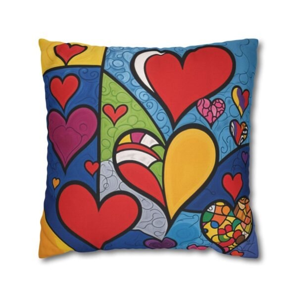 Square Pillowcase, Joyful Cubism hearts I - Image 2