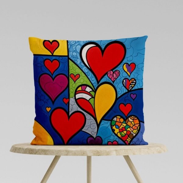 Square Pillowcase, Joyful Cubism hearts I - Image 5