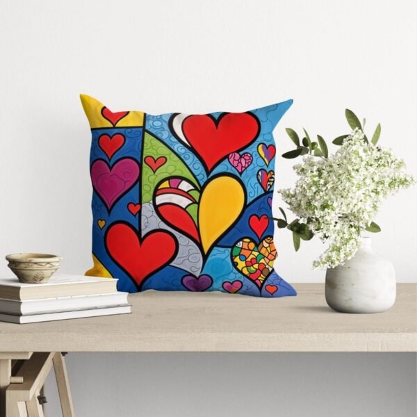 Square Pillowcase, Joyful Cubism hearts I - Image 6