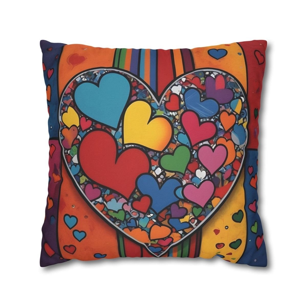 Square Pillowcase, Joyful Cubism hearts II - Image 2