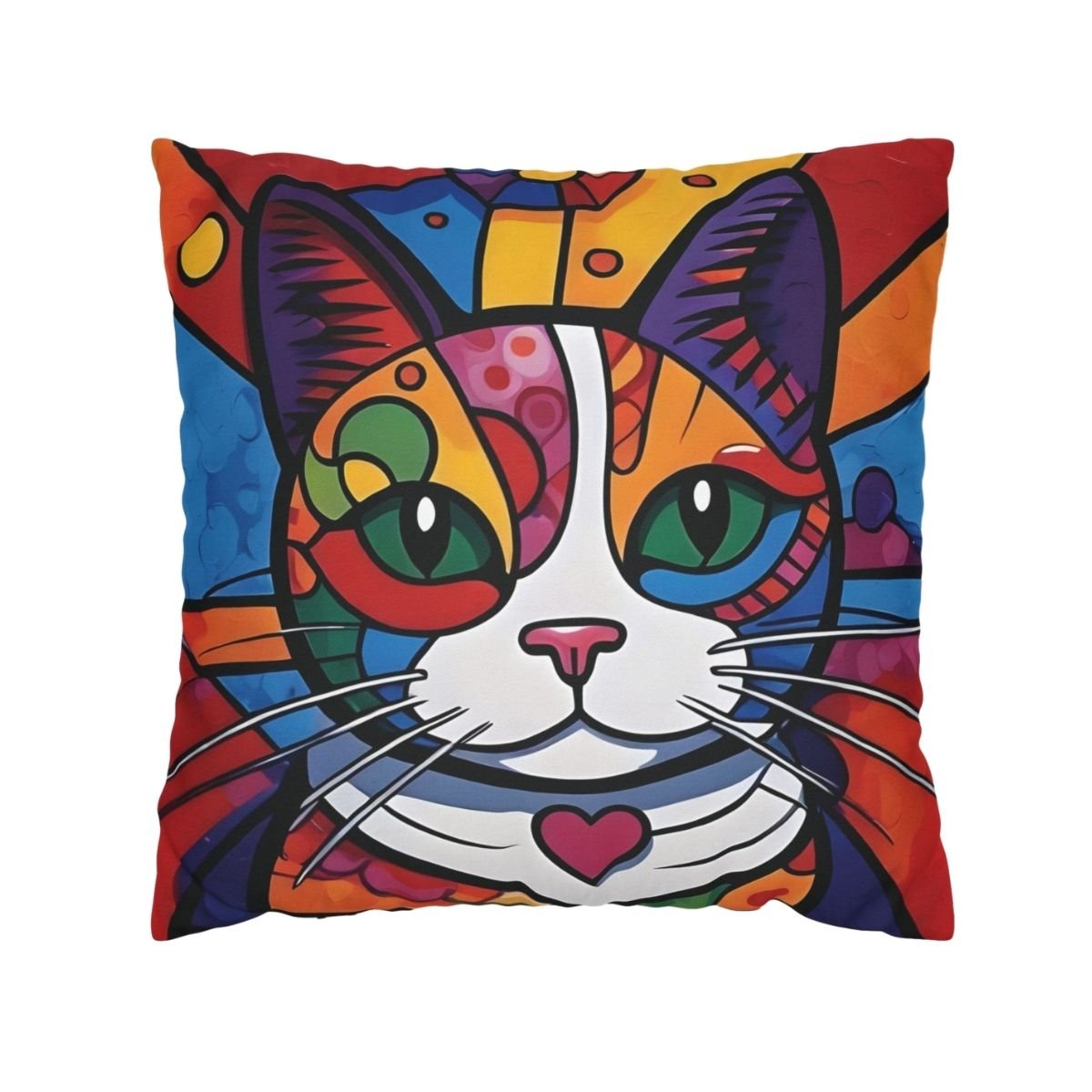 Square Pillowcase, Joyful Cubism Cat I - Image 2