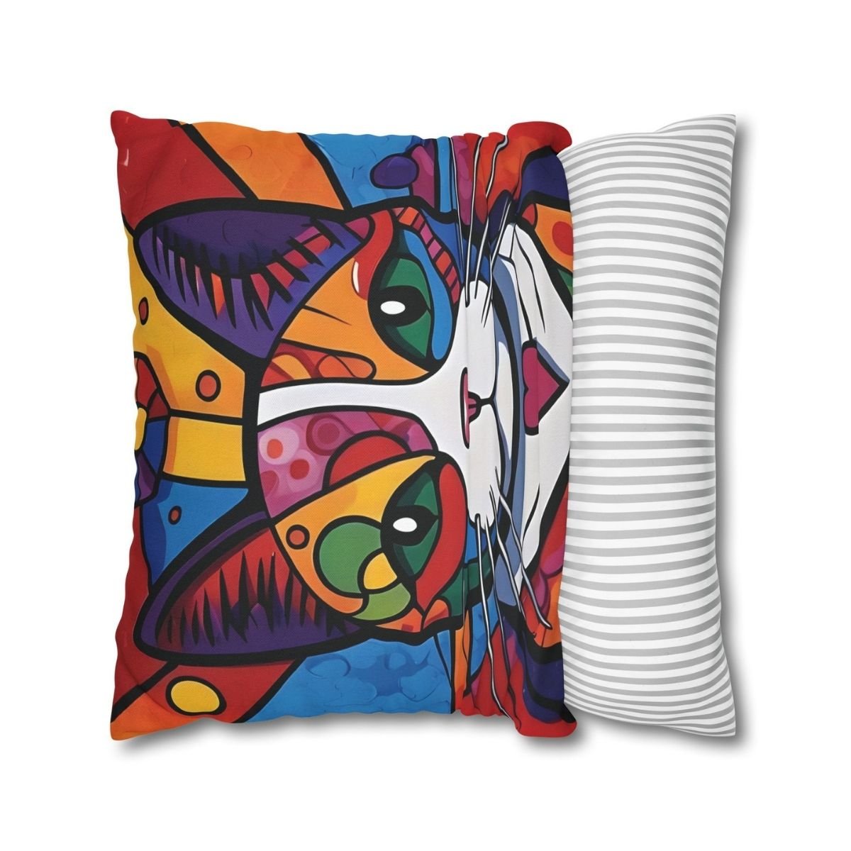 Square Pillowcase, Joyful Cubism Cat I - Image 3